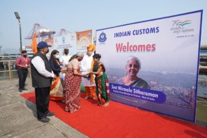 Union Finance Minister Ms Nirmala Sitharaman visits Nhava Sheva; Reviews activities of Indian Customs. FM performs Bhoomi Pujan for setting up of a Customs Examination