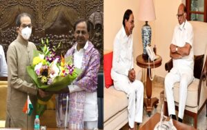 Telangana CM K.Chandrasekhar Rao discusses with Thackeray and Pawar in Mumbai today