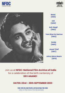 Dev Anand Centenary Celebration organized at National Film Museum of India
भारतीय राष्ट्रीय चित्रपट संग्रहालयात देव आनंद शताब्दी सोहळ्याचे आयोजन 
हडपसर क्राइम न्यूज, हडपसर मराठी बातम्या, हडपसर न्युज Hadapsar Crime News, Hadapsar Marathi News, ,Hadapsar News